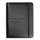 Deluxe Classic Black Leather Padfolio with Zipper